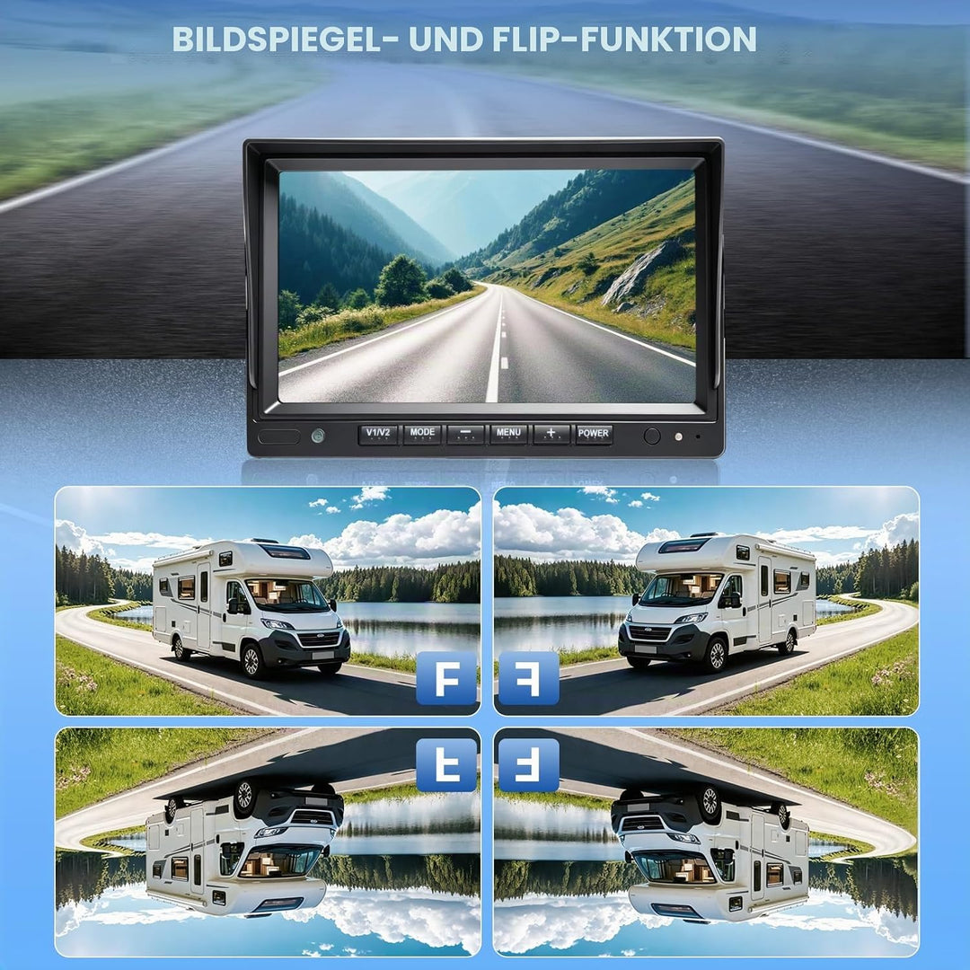 PARKVISION Rückfahrkamera Set mit 7 Zoll HD Monitor &amp; IP68 Kamera – 110° Weitwinkel &amp; IR-Nachtsicht