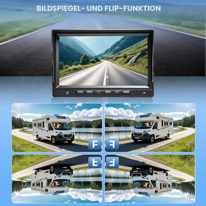 PARKVISION Rückfahrkamera Set mit 7 Zoll HD Monitor &amp; IP68 Kamera – 110° Weitwinkel &amp; IR-Nachtsicht