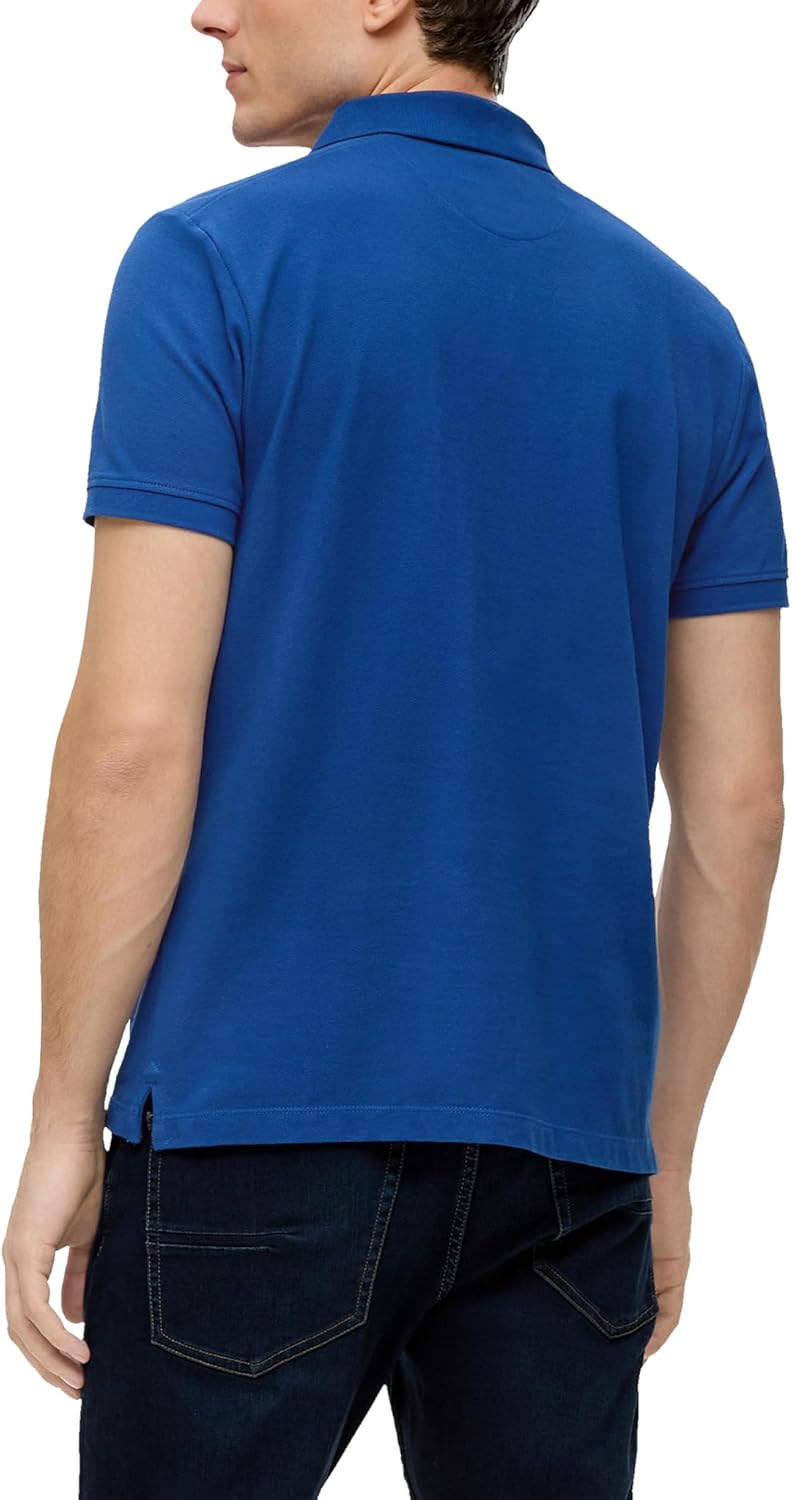 s.Oliver Piqué-Poloshirt mit Kontrastdetails und Logo Westlich S Blau, Westlich S Blau