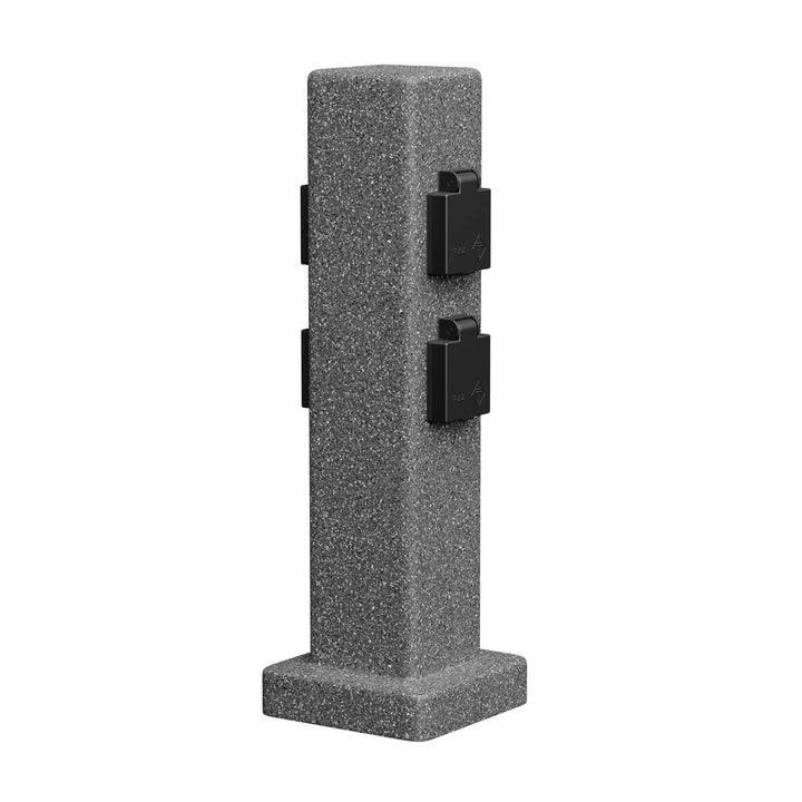 ledscom.de Garten Steckdosensäule POCK für aussen, IP44, 4-fach, anthrazit (Stein-Optik), eckig, 40