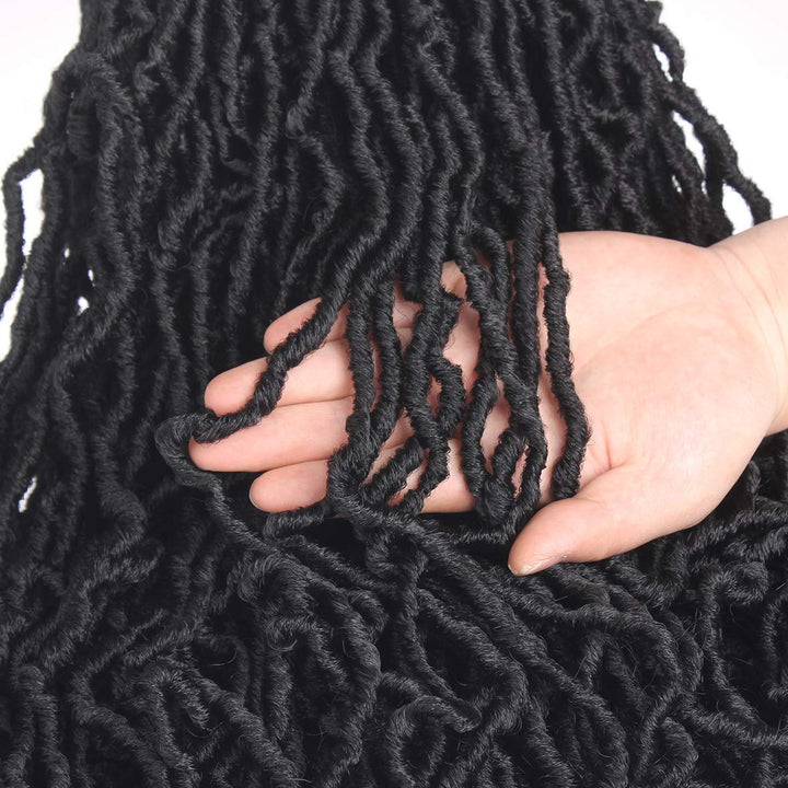 Leeven 24 Zoll Nu Faux Locs Crochet Hair 7 Packs Black Soft Messy Faux Locs Crochet Braids Distresse