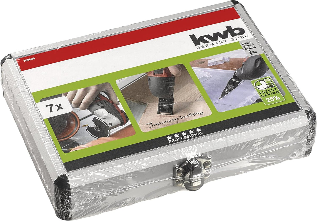 kwb AKKU-TOP Multitool Sägeblätter - Koffer-Set, 7-teilig, inkl. Tauchsägeblatt, Linienschneider und