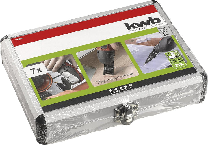 kwb AKKU-TOP Multitool Sägeblätter - Koffer-Set, 7-teilig, inkl. Tauchsägeblatt, Linienschneider und
