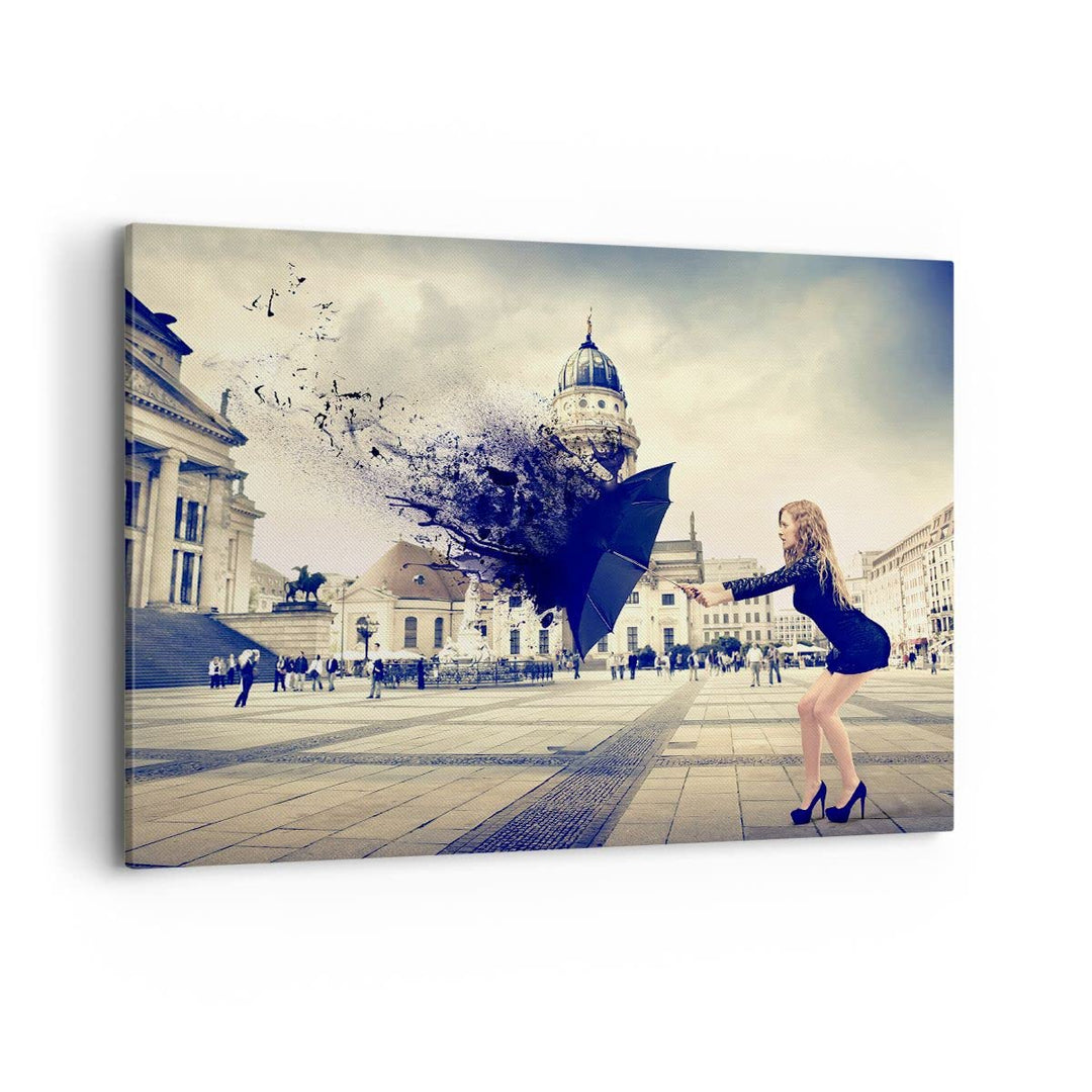 Bilder auf Leinwand 100x70cm Leinwandbild Stadt landmarken quadrat regenschirm Gross Wanddeko Bild S