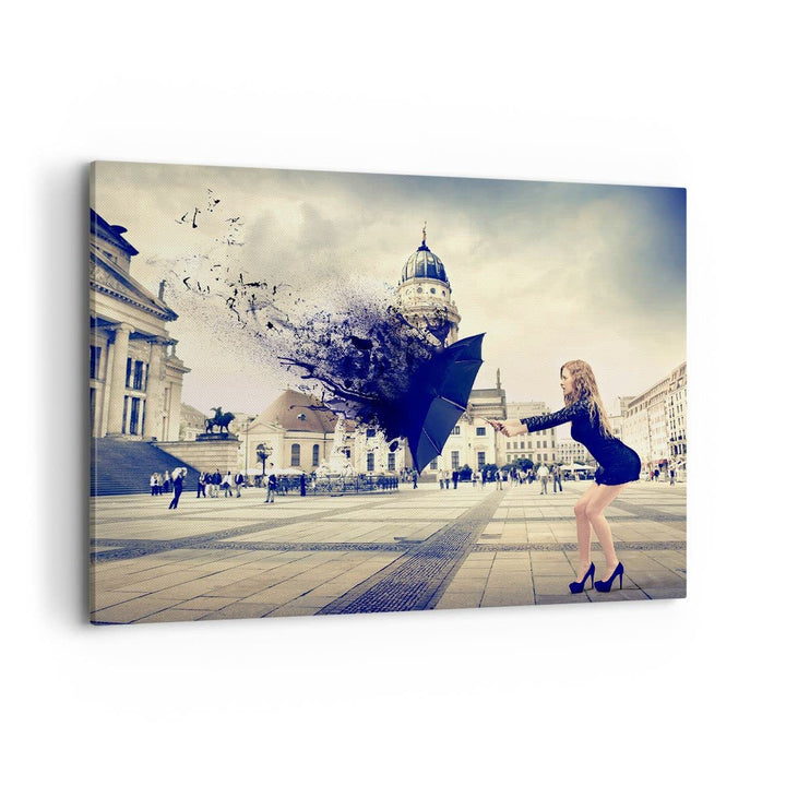 Bilder auf Leinwand 100x70cm Leinwandbild Stadt landmarken quadrat regenschirm Gross Wanddeko Bild S