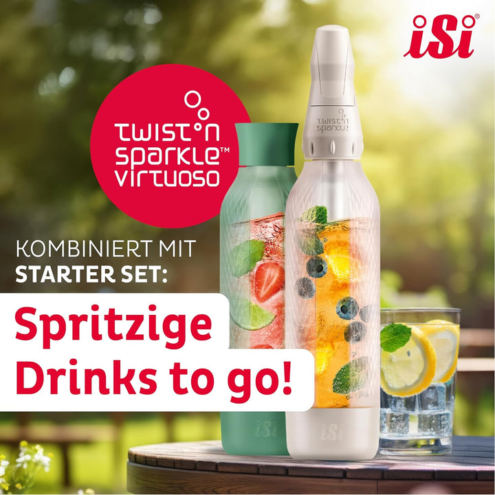 ISI Twist'n Sparkle Virtuoso Zusatzflasche Wassersprudler 0.95L – Ersatzflasche Soda Maker für Sprud