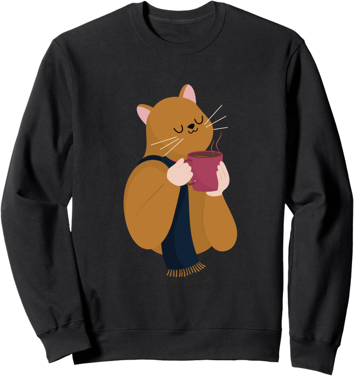 Niedliche Katze Kaffee Montag Büro Koffein Sweatshirt