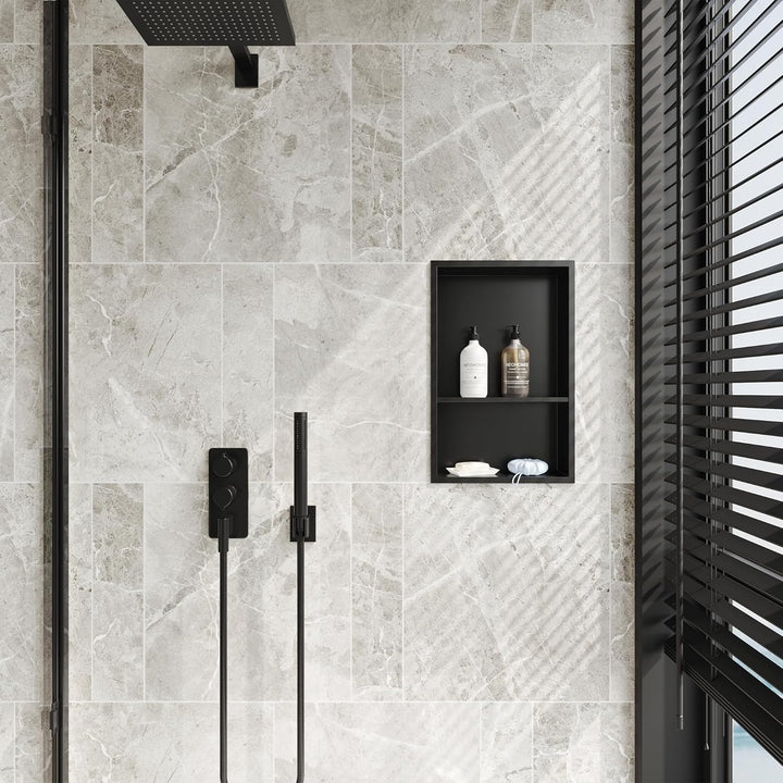 Neodrain Wandnische Dusche Edelstahl Duschnische Doppelnische Lagerung für Badezimmer 45 x 30, Schwa
