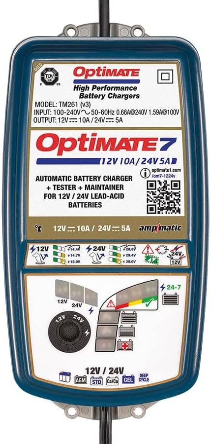 Optimate 7 12V/24V Batterieladegerät & Wartungsgerät – Automatisches 8-Stufen-Smart-Ladegerät (10 A
