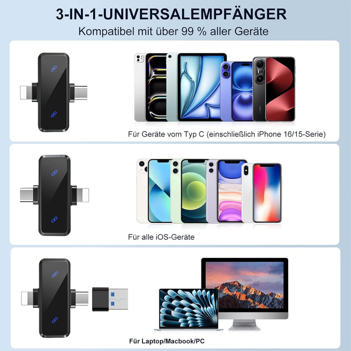 ZealSound M19 Kabelloses Lavalier-Mikrofon für iPhone/Android/PC/iPad, Ultraleichtes Ansteckmikrofon