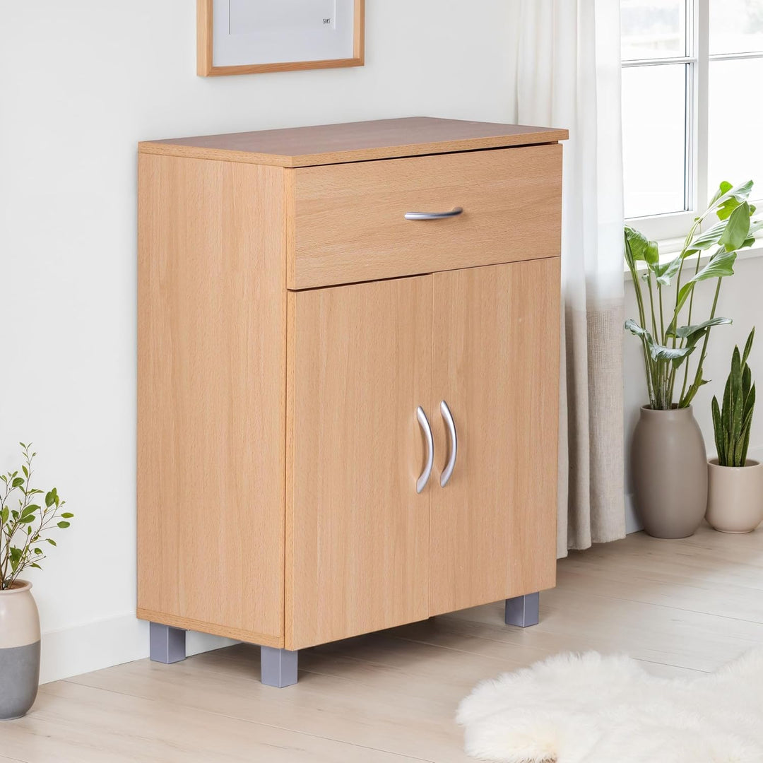 FineBuy Sideboard 60x75x30cm Kommode mit Schublade und Türen, Kleine Moderne Anrichte, Design Holz S
