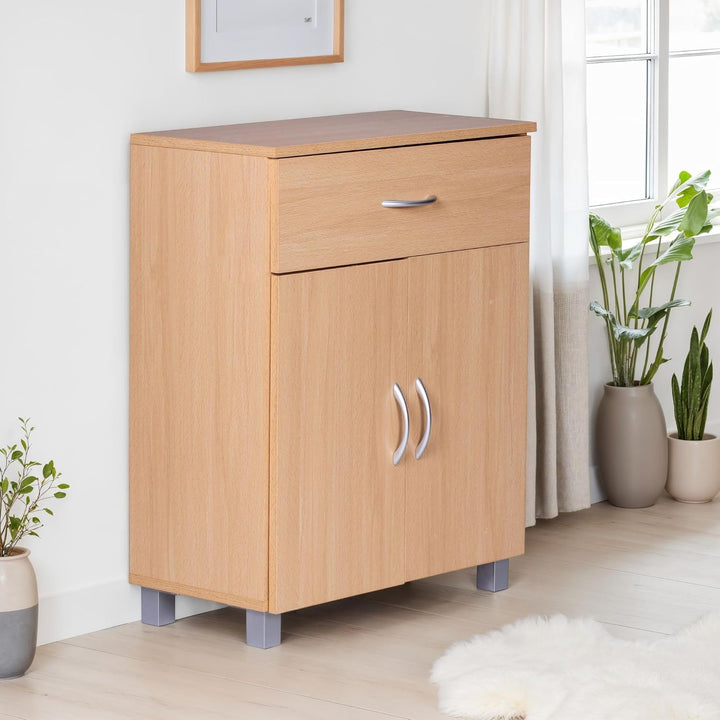 FineBuy Sideboard 60x75x30cm Kommode mit Schublade und Türen, Kleine Moderne Anrichte, Design Holz S