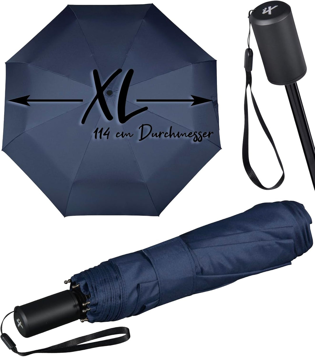 iX-brella Trekking XL Taschenschirm 115 cm gross mit Umhängetasche insignia blue, insignia blue