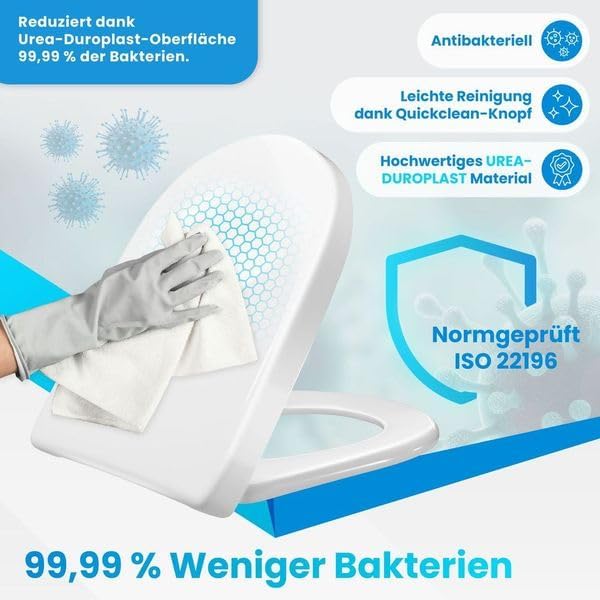 KESSER® WC Sitz mit Absenkautomatik Toilettendeckel Quick-Release-Funktion und Softclose - einfache