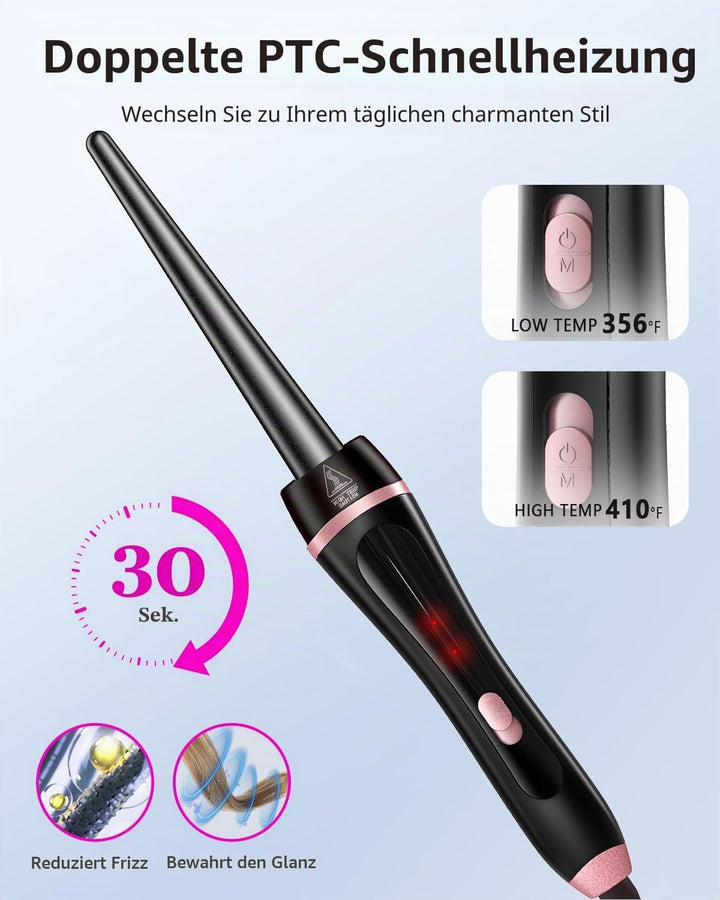 5 in 1 Lockenstab mit Thermo-Rundbürste und austauschbaren Keramik-Barrels (0.35"-1.25&