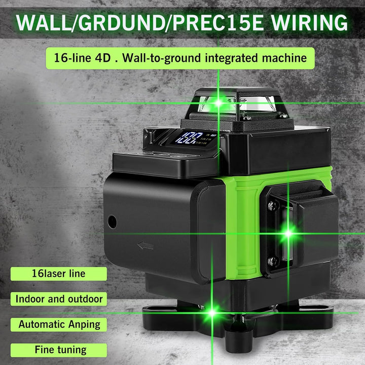 Kreuzlinienlaser mit Stativ, 16 Line Laser Level IP54 Wasserwaage 360° Kreuzlinienlaser Selbstnivell