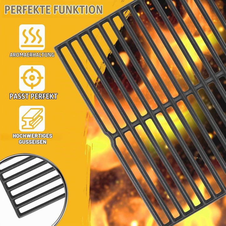 GFTIME 38 X 28.6CM Grillrost Gusseisen 7522 für Weber Spirit Classic E210 E220 S210 S220 (mit seitli