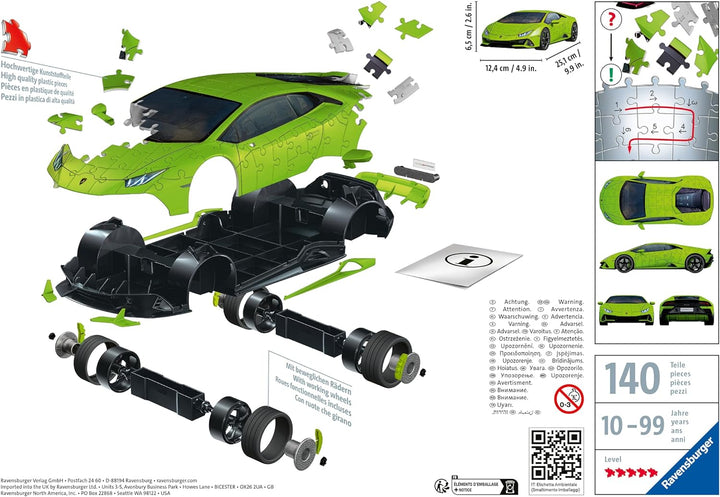 Ravensburger 3D Puzzle 11299 Lamborghini Huracán EVO - Verde - 108 Teile - Das berühmte Fahrzeug als
