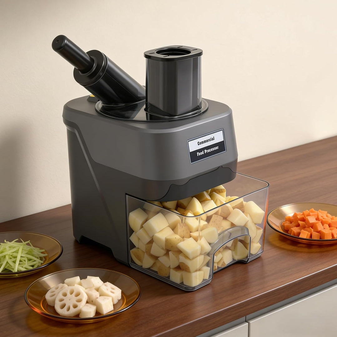 Gewerblicher Gemüseschneider mit 3 Klingen für Gastronomie 100W 220V | Kommerzieller Gemüseschneider