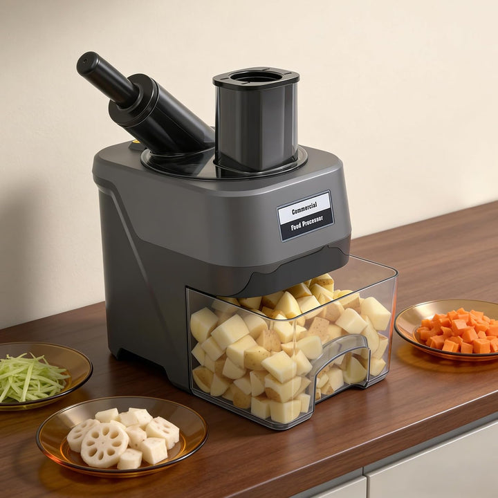Gewerblicher Gemüseschneider mit 3 Klingen für Gastronomie 100W 220V | Kommerzieller Gemüseschneider
