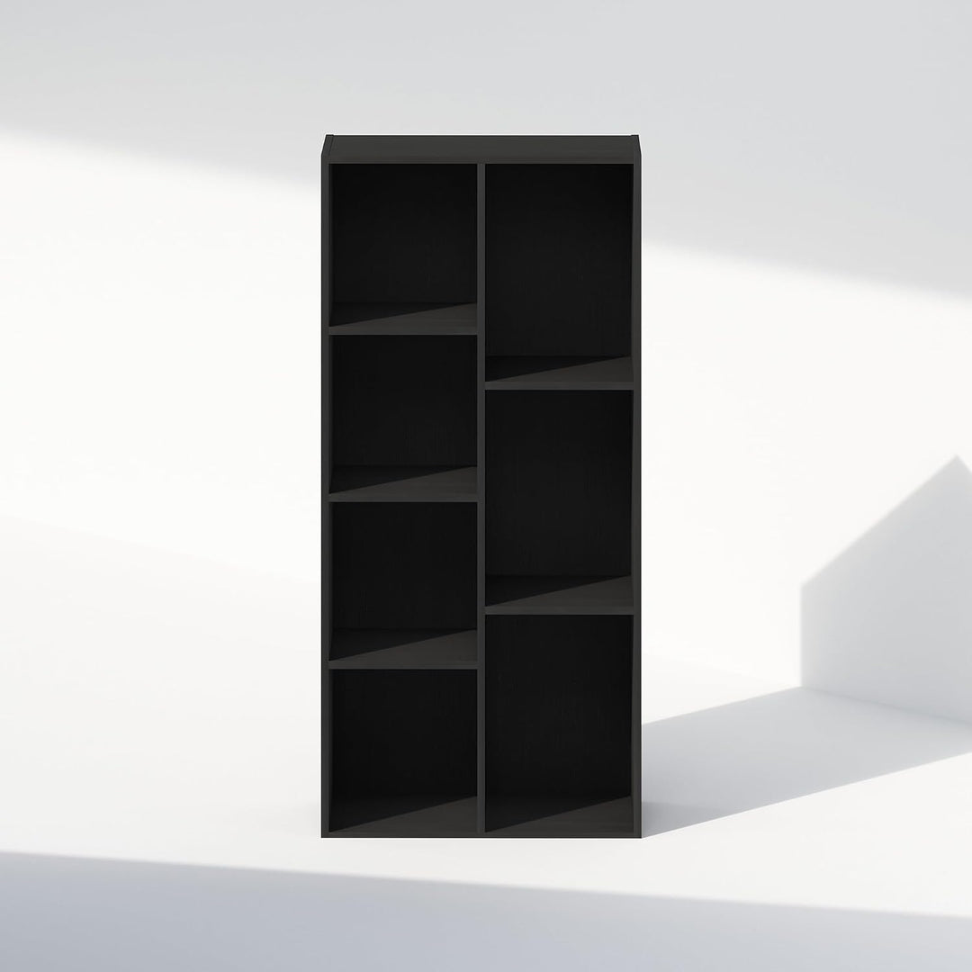 Furinno Reed Mehrzweckschrank und Kleideraufbewahrung, 7 Würfel, offenes Regal, Schwarzholz Schwarzh