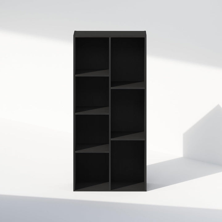 Furinno Reed Mehrzweckschrank und Kleideraufbewahrung, 7 Würfel, offenes Regal, Schwarzholz Schwarzh