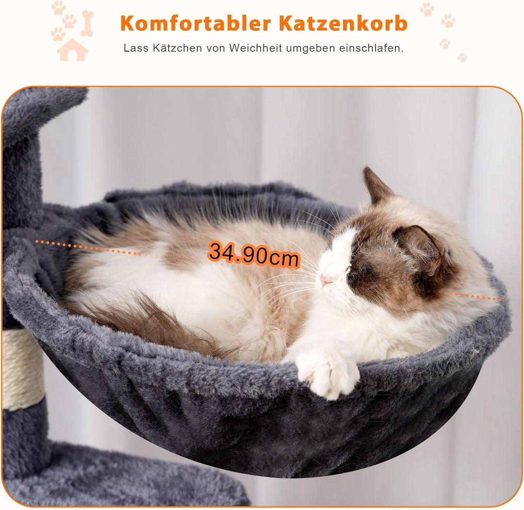 Heybly Kratzbaum, 178 cm Hoch, kratzsäule für Indoor Katzen, Mehrstöckiger Katzenkratzbaum mit 8 Kra