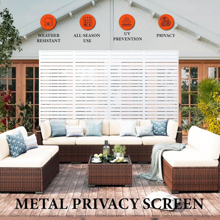 Paravent Outdoor, 120x180cm Freistehender Sichtschutz aus Stahl, Windschutz für Terrasse und Garten,