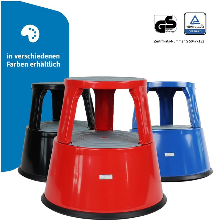 Dönges Rollhocker, Metall, rot (Rolltritt Tritthocker Elefantenfuss)