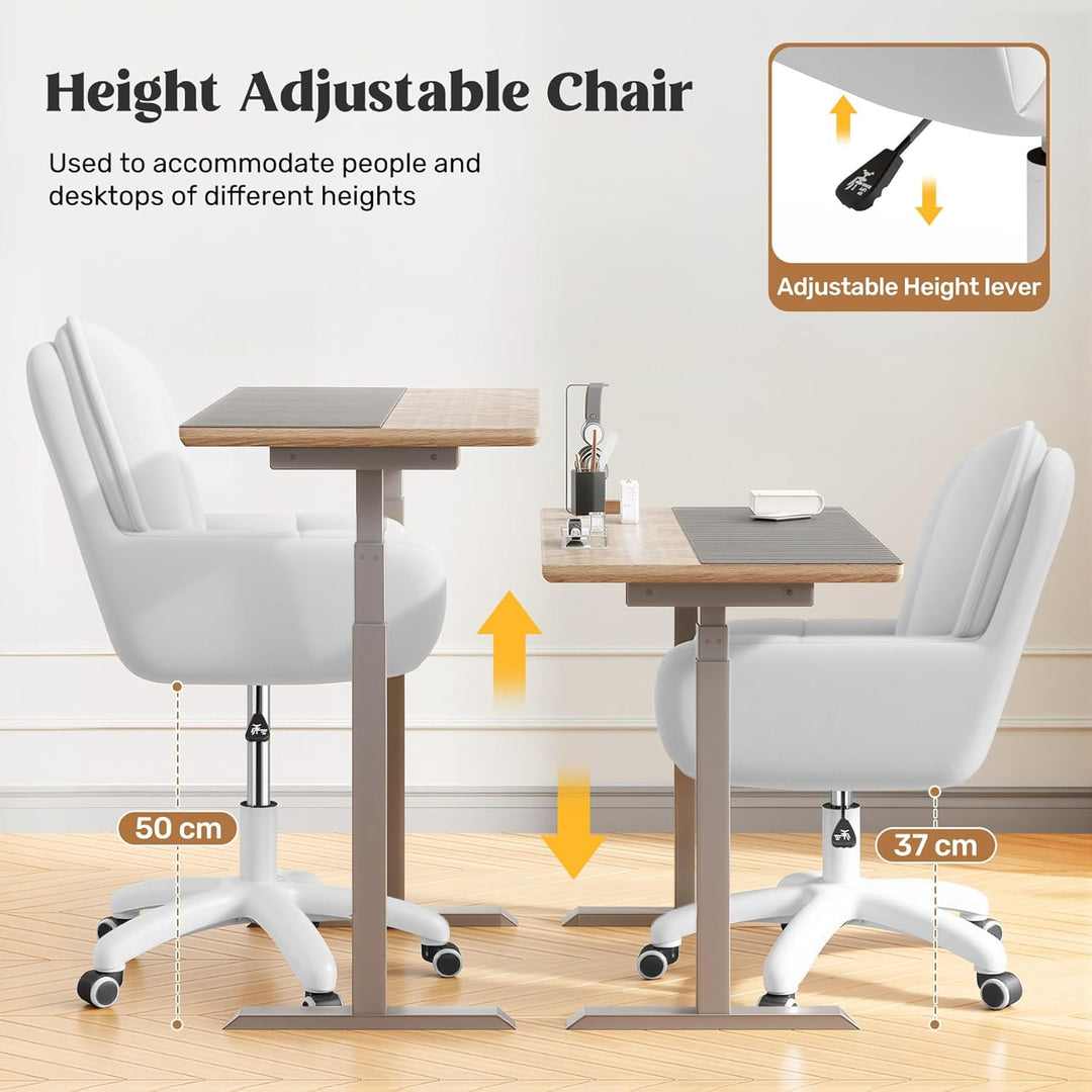 Homeoffice & Schminkstuhl 2-in-1 Ergonomischer Samt Drehstuhl 360°, Höhenverstellbar für Arbeitszimm