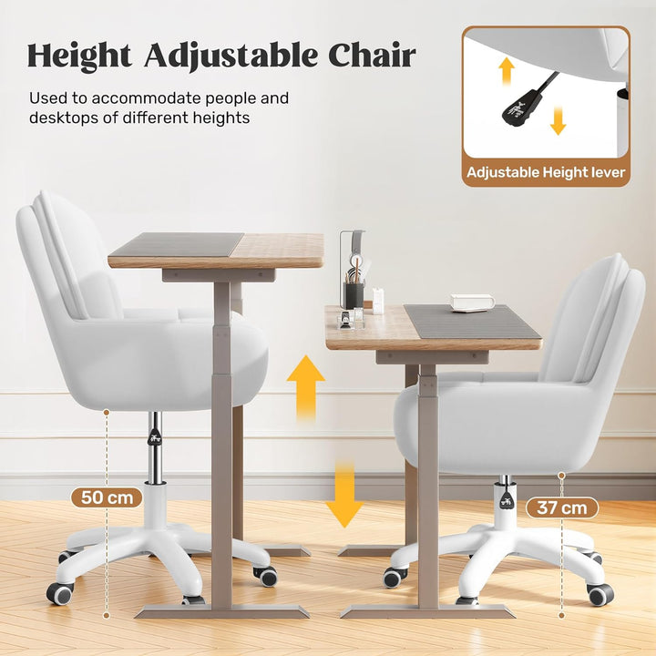 Homeoffice & Schminkstuhl 2-in-1 Ergonomischer Samt Drehstuhl 360°, Höhenverstellbar für Arbeitszimm