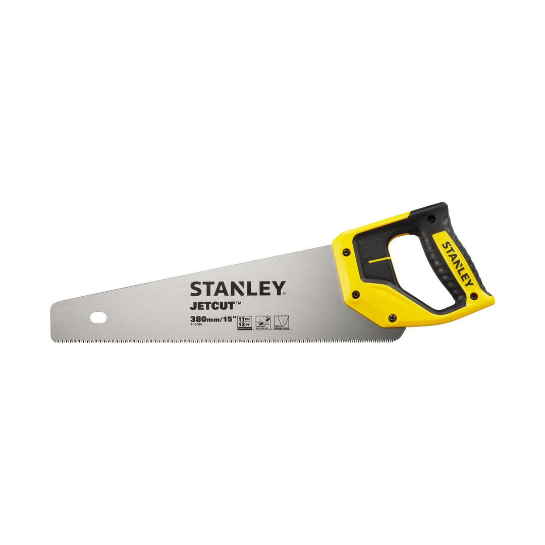 Stanley JetCut Handsäge (fein, 380 mm Länge, 11 Zähne/Inch, Bi-Material, Hardpoint-Verzahnung, 45°/9