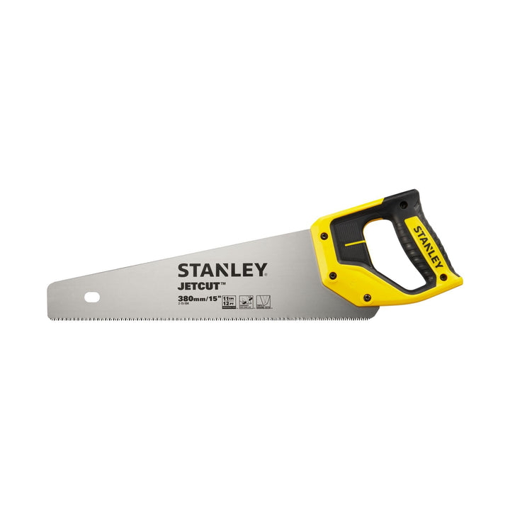 Stanley JetCut Handsäge (fein, 380 mm Länge, 11 Zähne/Inch, Bi-Material, Hardpoint-Verzahnung, 45°/9