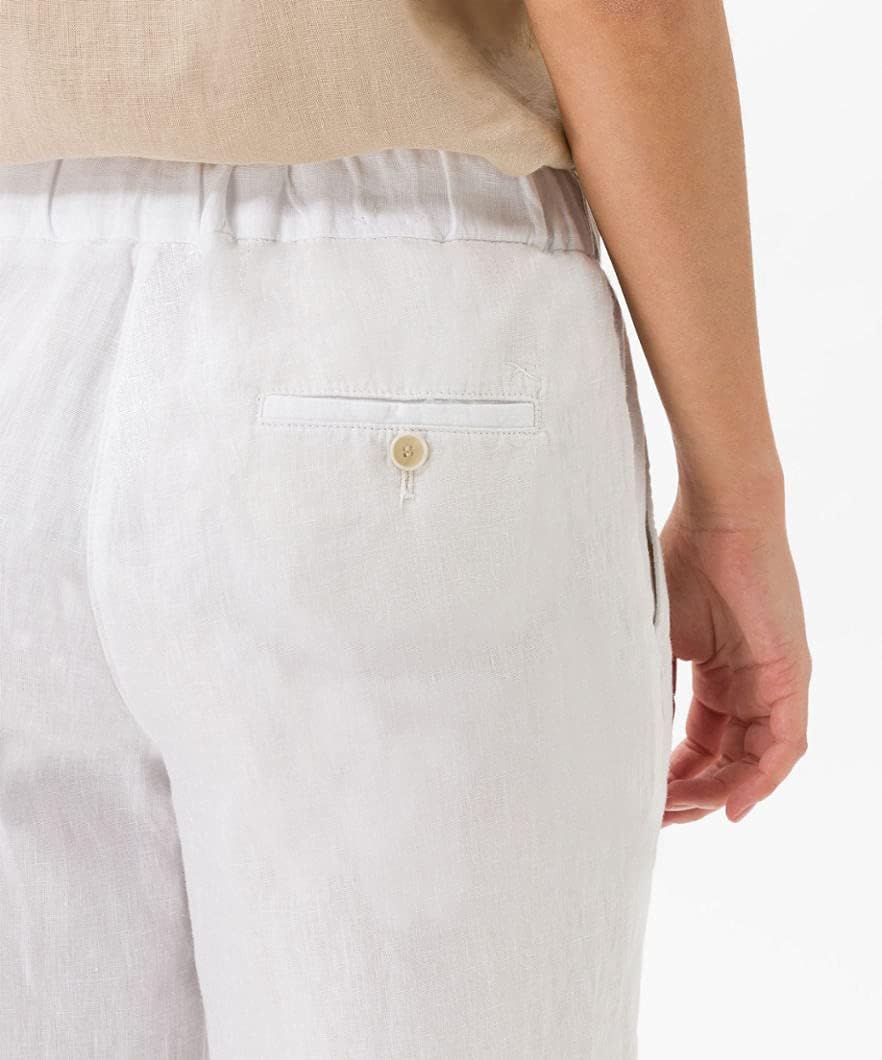 BRAX Damen Style Maine S Verkürzte Leinenhose Hose 34W / 30L Weiss 1, 34W / 30L Wei&#xDF; 1