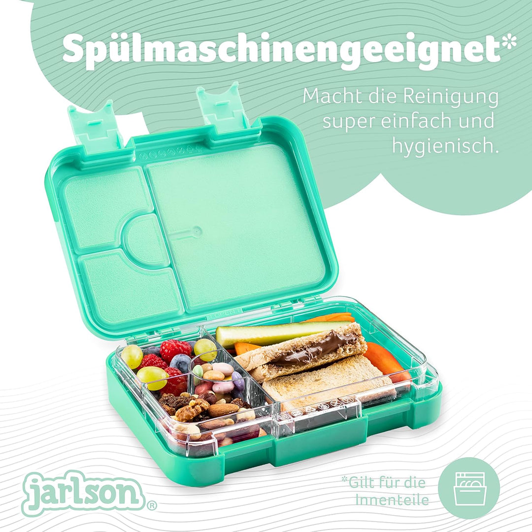 Jarlson® Brotdose Kinder mit Fächern TONI [AUSLAUFSICHER] Bento Lunchbox mit Trennfächern - Frühstüc