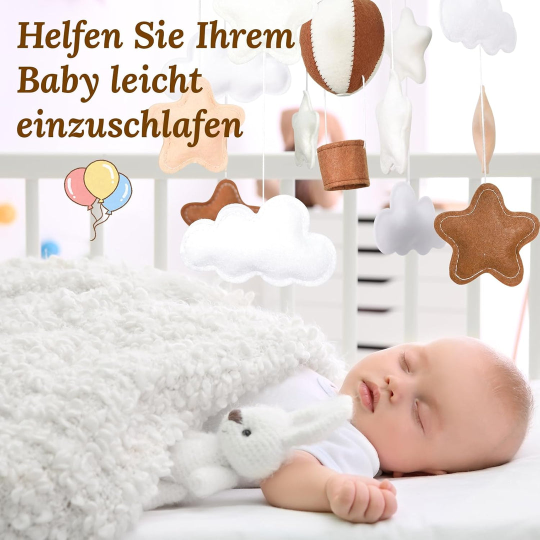 Heissluftballon Mobiles Baby Windspiel Babybett, Stern Filz Baby Mobile Krippe Halterung Baby Wickel