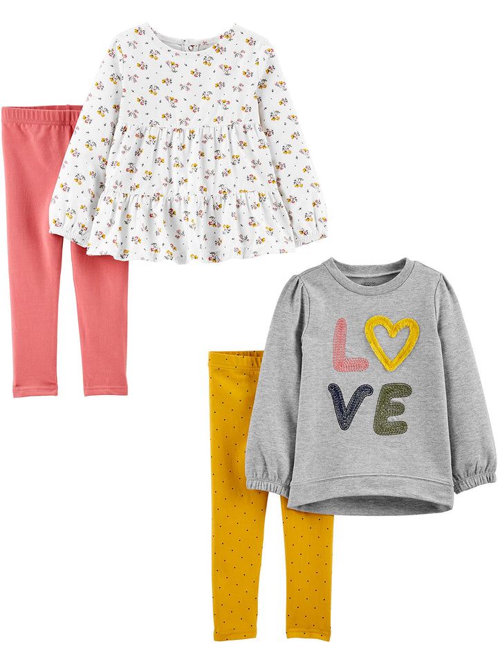 Simple Joys by Carter's Mädchen 4-piece Long-sleeve Shirts And Pants Playwear Set pants-clothing-set