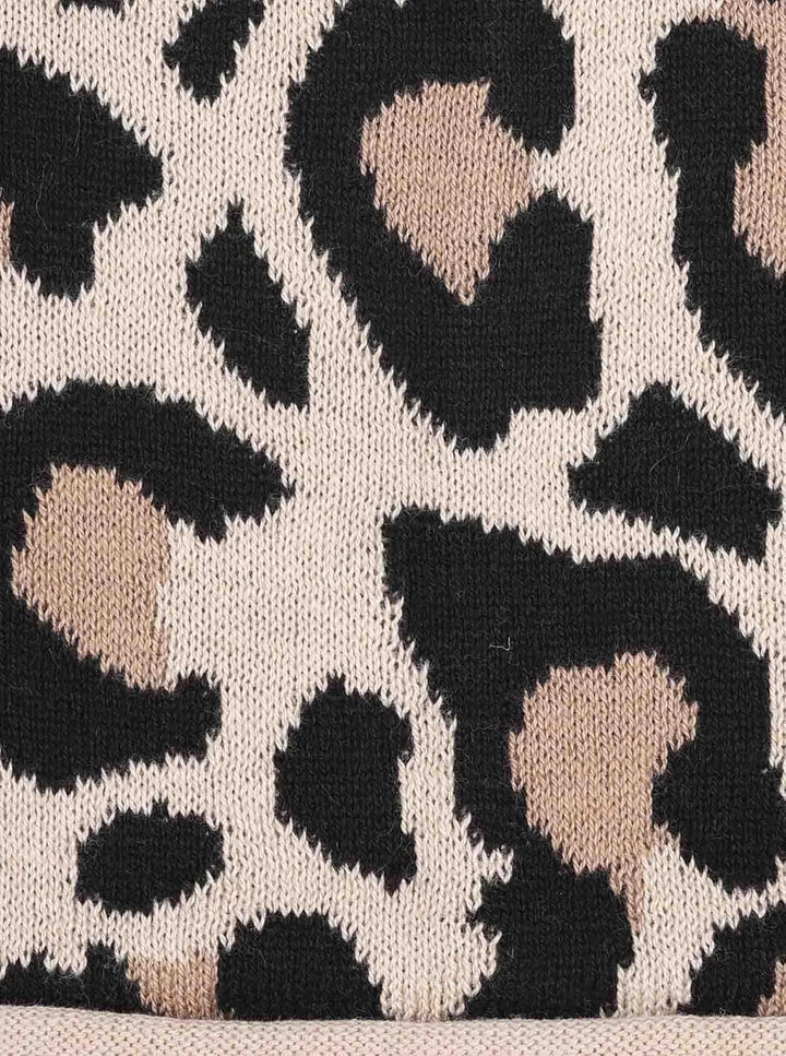 Zwillingsherz Slouch-Beanie-Mütze im Leo Designe mit Kaschmir - Hochwertige Strickmütze für Damen Mä