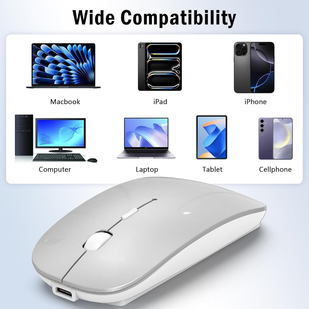 Mouse Wireless Bluetooth 5.2/3.0 e ricevitore USB-A/tipo C 2 in 1, Mouse silenzioso Con modalità jig