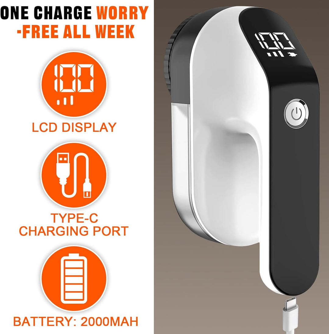 Ektrischer Fusselentferner 2000mAh, Tragbarer USB-C Wiederaufladbarer Fusselrasierer mit LED-Anzeige