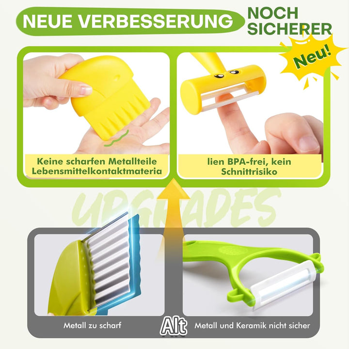 Kindermesser set - Kinder Sicherheit Küchenmesser für Echtes Kochen mit Aufbewahrungsbox, Gemüse Aus