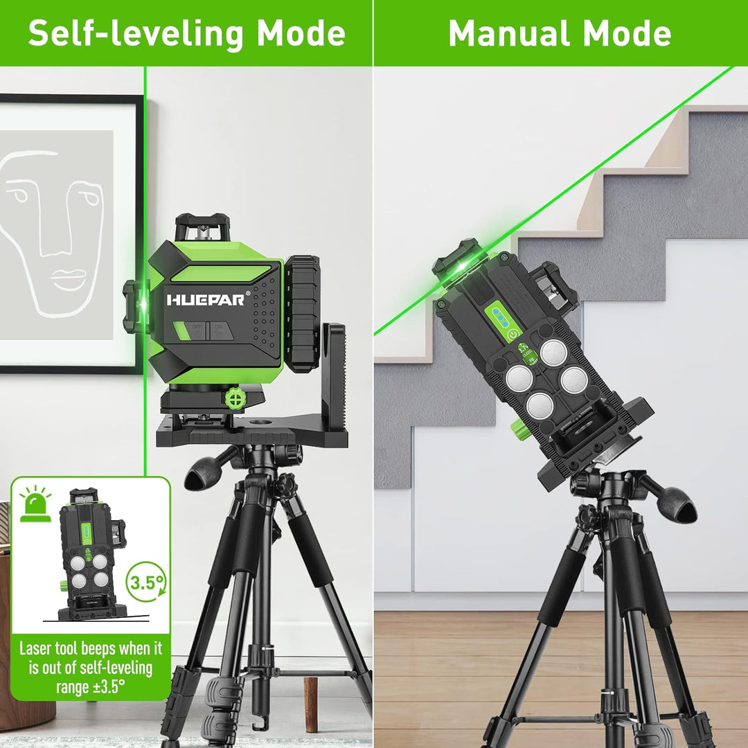 Huepar 4x360 Kreuzlinienlaser Automatische Nivellierung 4D grünes Licht Kreuzlinie 16 Linien für Fli