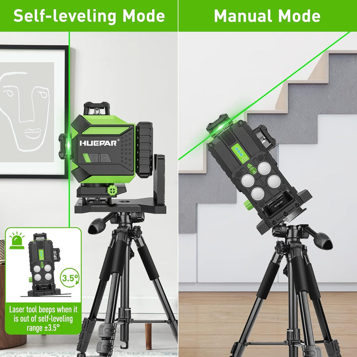 Huepar 4x360 Kreuzlinienlaser Automatische Nivellierung 4D grünes Licht Kreuzlinie 16 Linien für Fli