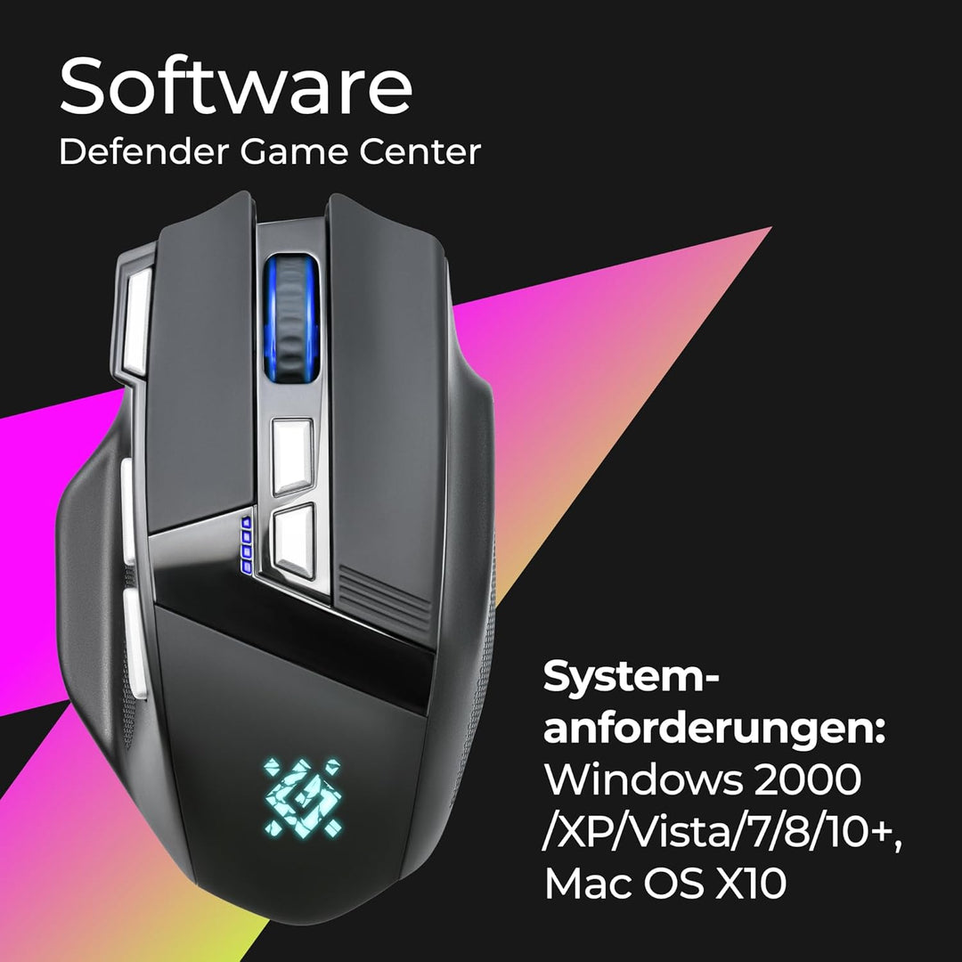 Defender Knight GM-885 Kabellose Gaming Maus, RGB Beleuchtung, 3200 DPI, 400 mAh Akku, 7 programmier