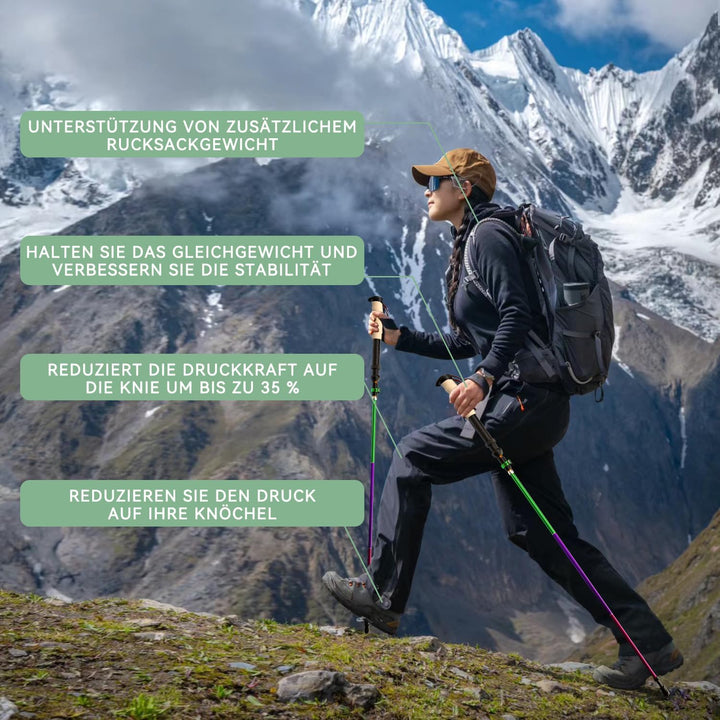 DOBESTS Wanderstöcke, Nordic Walking Stöcke Aluminium & Carbon, mit extra Gummipuffer und Tragebeute