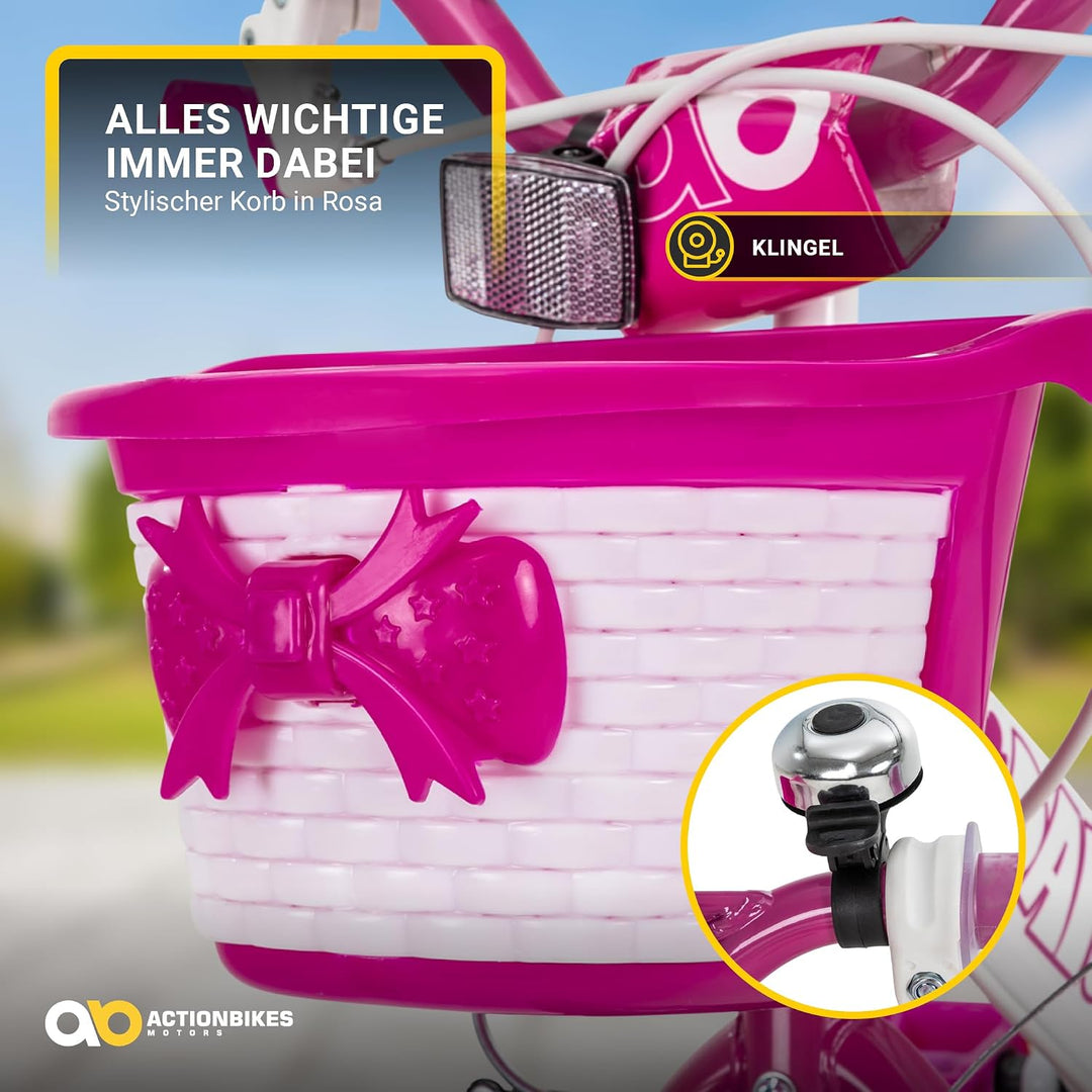 Actionbikes Kinderfahrrad Daisy | 12 Zoll / 16 Zoll / 20 Zoll - V-Brake Bremsen - Schutzblech v. und