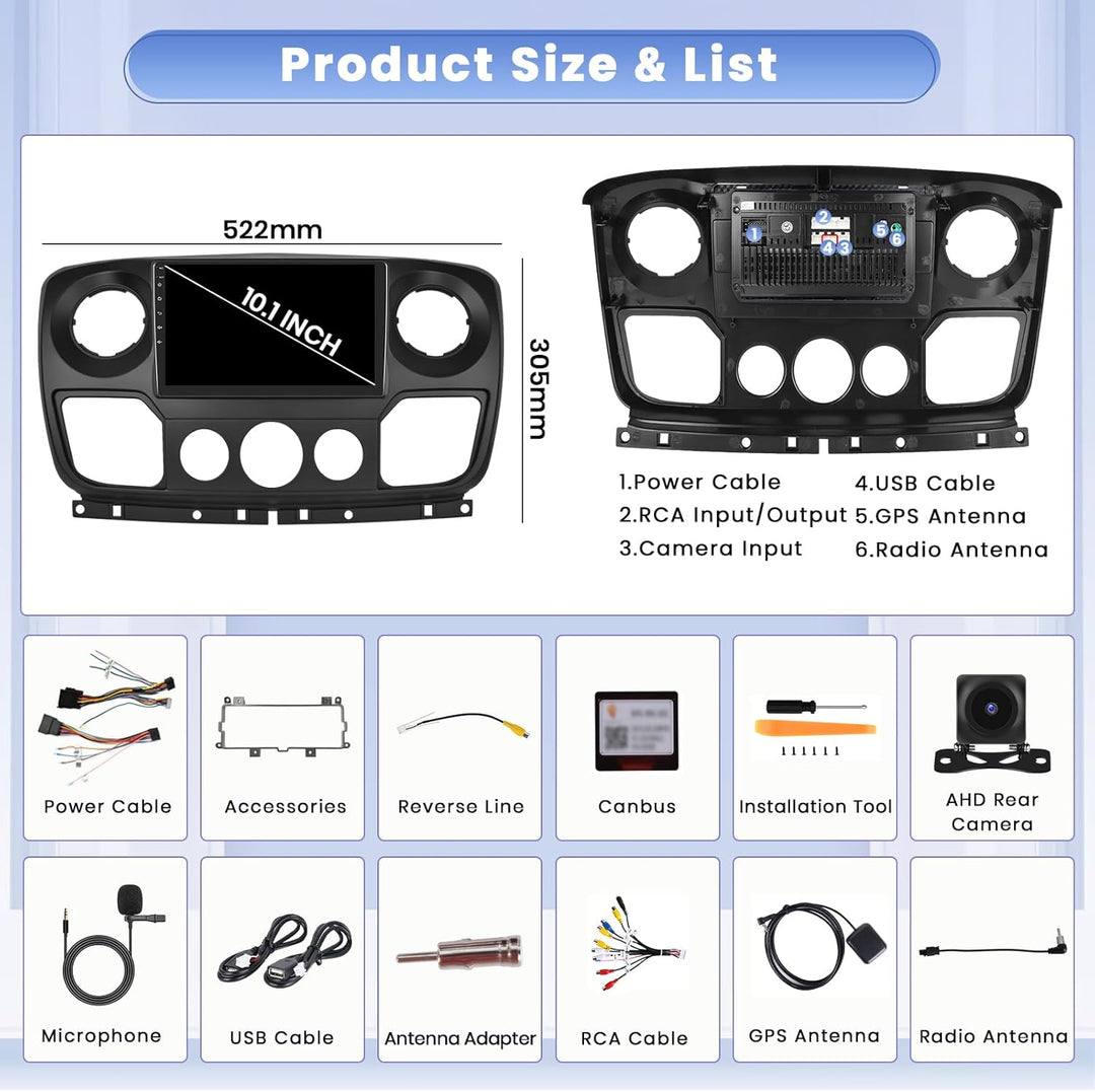 Hikity Android 15 [8 core 4+64G] Autoradio für Opel Movano 2 Renault Master 3 Nissan NV400 Radio Wir