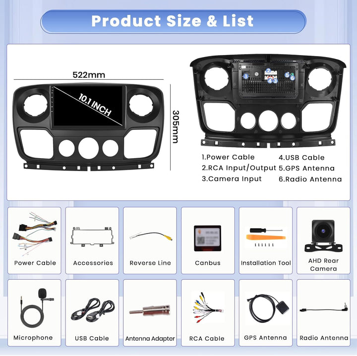 Hikity Android 15 [8 core 4+64G] Autoradio für Opel Movano 2 Renault Master 3 Nissan NV400 Radio Wir