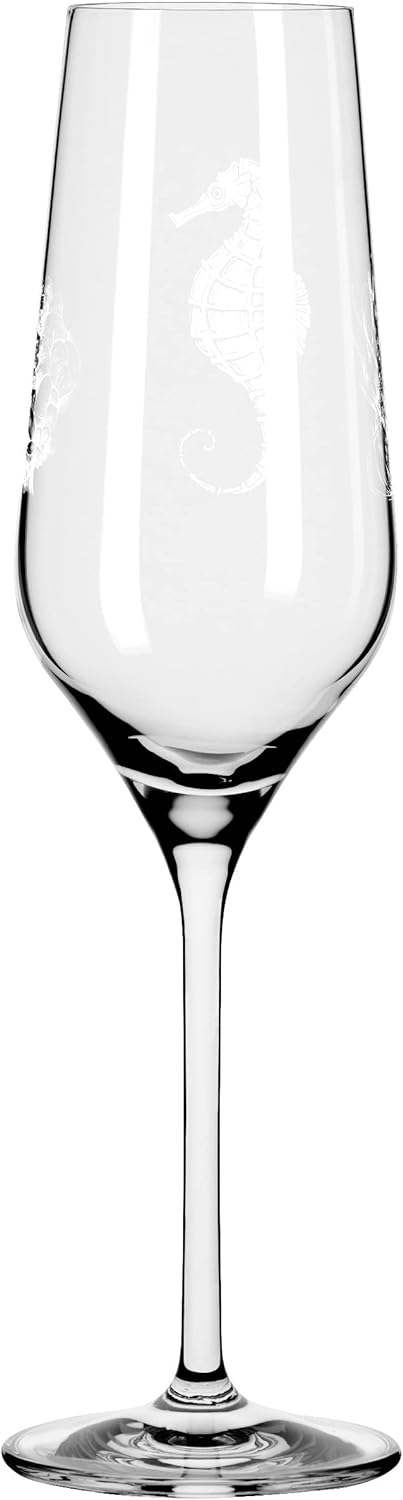 RITZENHOFF 3851001 Champagnerglas 250 ml – 2er Set Serie Oceanside Nr. 1 – 2 Stück, Seepferdchen-Mot