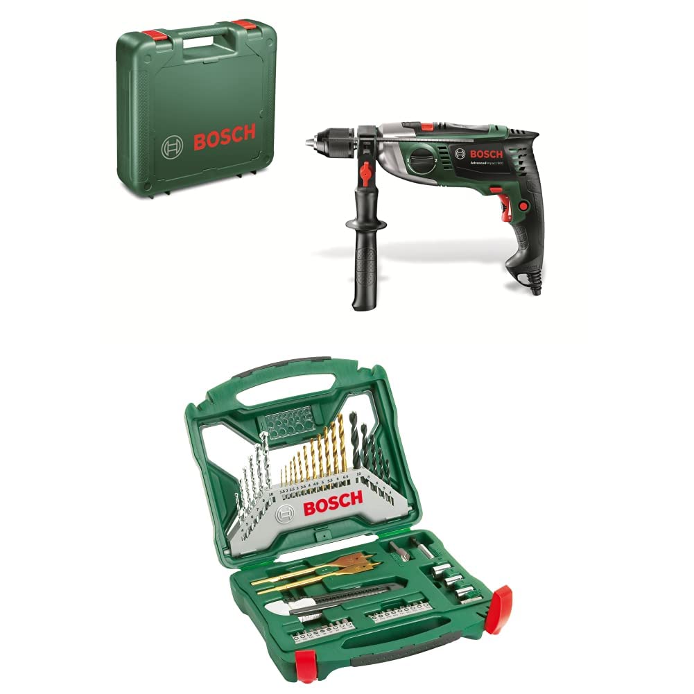 Bosch Schlagbohrmaschine AdvancedImpact 900 (Zusatzhandgriff, Tiefenanschlag, Koffer) + 50tlg. X-Lin